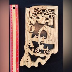 Handcrafted Wooden INDIANA State
Plaque - Custom State Wall Art - Great Gift!